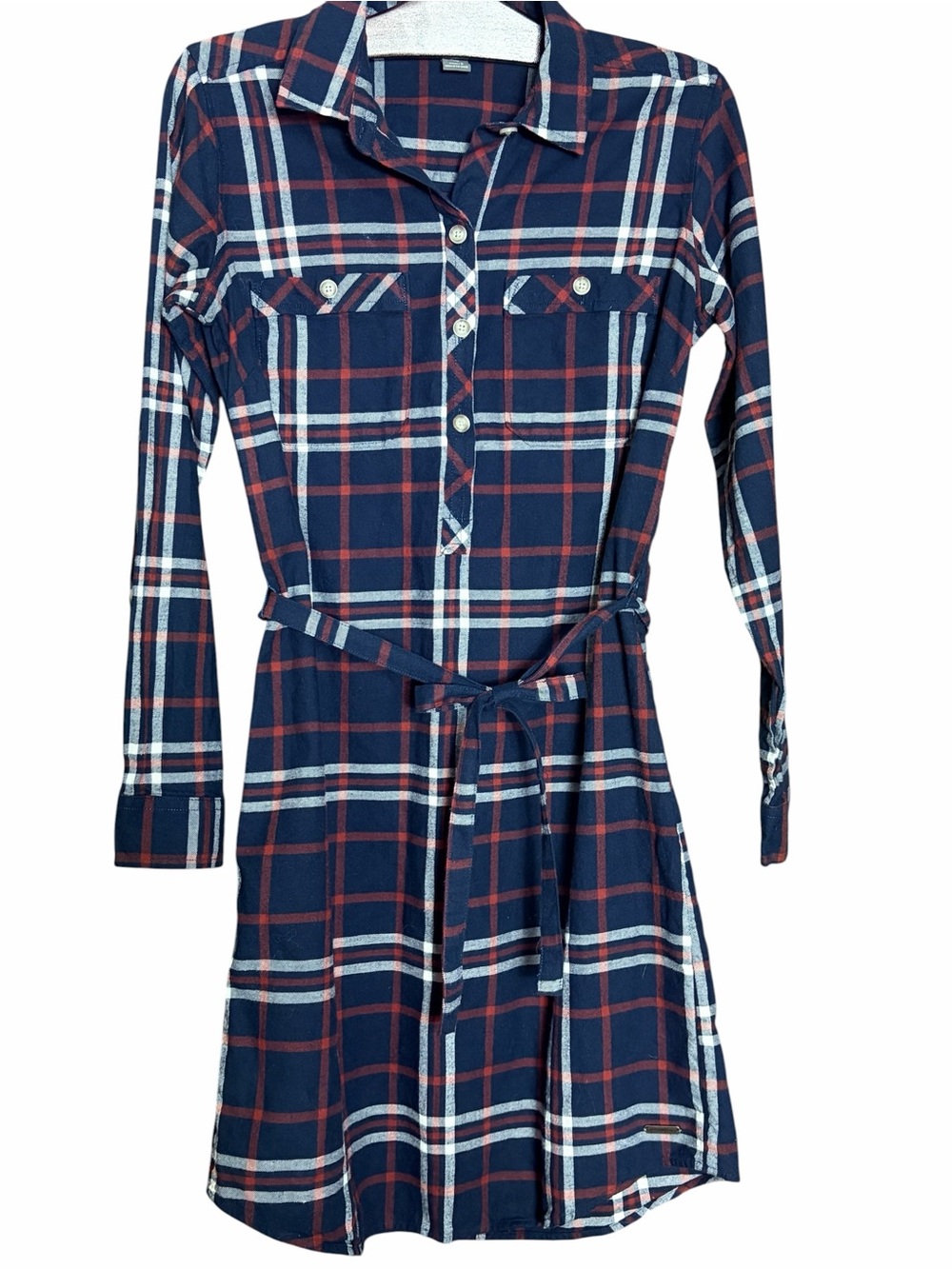 100% Cotton Flannel Dress Tunic Cozy Autumn Midi